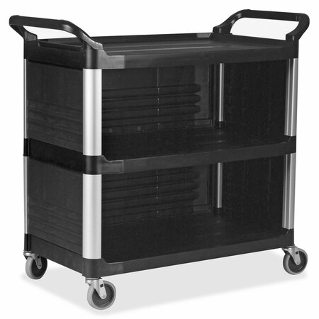 Rubbermaid Commercial Utility Cart, w/3-Enclosed End, 20"x40-5/8"x37-4/5", Black RCP409300BK